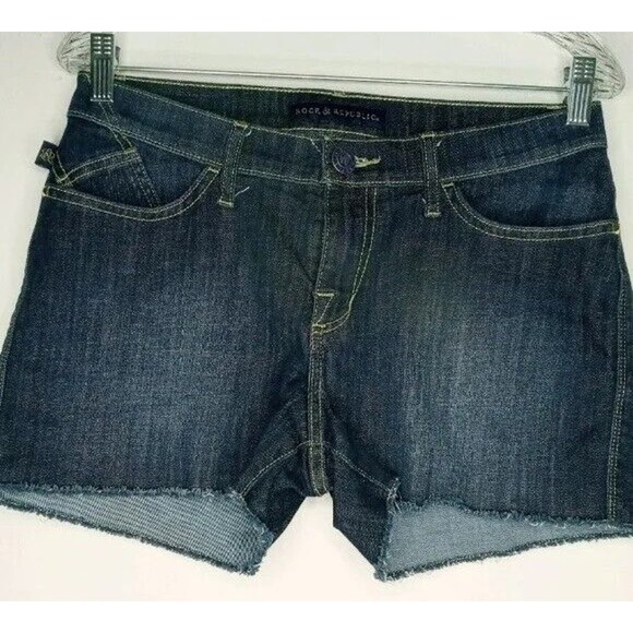 Rock & Republic Dark Wash Hula Denim Shorts - 8 - Picture 1 of 6
